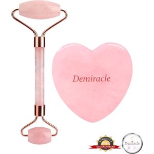 Demiracle® Face Roller & Gua Sha Love Bundle – Rose Quartz – Face Rollers – Gezichtsmassage – Massagetools – Massage - Ontspanning – Kwaliteit