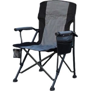 Campingstoel - Strandstoel - Vissersstoel - Visstoel - Rugleuning - Opvouwbare stoel - Zwart/grijs