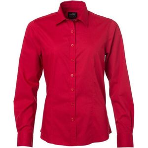 James and Nicholson Dames/dames Poplin-shirt met lange mouwen (Rood)