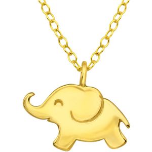 Joy|S - Zilveren olifant hanger met ketting 45 cm - 14k goudplating - voor kinderen