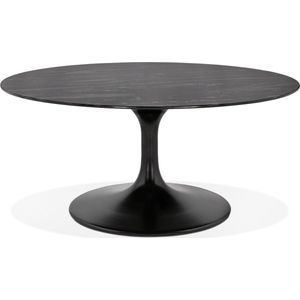 Alterego Ronde salontafel 'GOST MINI' van zwart glas met marmereffect