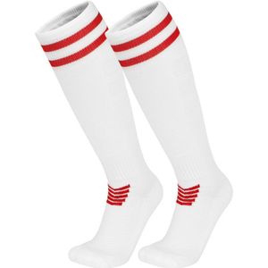 1 paar - Dikke lange sokken met badstof onderkant - Professioneel zweetafvoerend en antislip - Kinderen/Jongens/Jeugd honkbal- en softbalsokken - Balsportaccessoires - Wit+Rood, Maat S