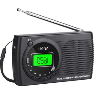 Noodradio Draagbare FM/AM/SW Radio met Schermweergave - Koptelefoonaansluiting - AA-batterijvoeding - Klokfunctie - Geschikt voor Wandelen Joggen en Kamperen