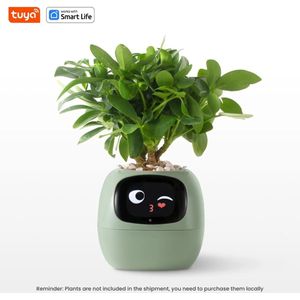 Bloempot - Plantenpot - Plantenpot Binnen - Slimme Plantenpot - Plantenbak - Intelligente Plantenpot - 49 Rijke Uitdrukkingen - 7 Slimme Sensoren - AI Chips - LCD Scherm - App Bediening - Groen