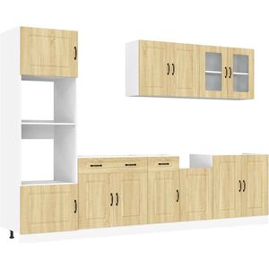 vidaXL - 7-delige - Keukenkastenset - Kalmar - bewerkt - hout - sonoma - eikenkleur