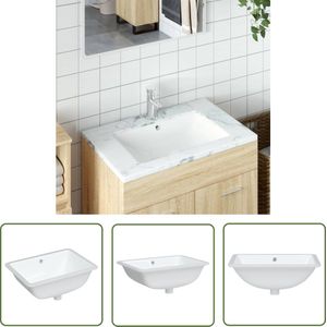 The Living Store Wastafel rechthoekig 55,5x37,5x19 cm keramiek wit - Badkamermeubel - Wastafel - Keramiek Wastafel - Rechte Wastafel - Badkamerspiegel