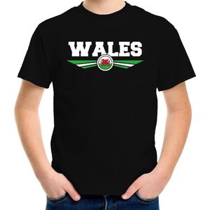 Wales landen t-shirt zwart kids - Wales landen shirt / kleding - EK / WK / Olympische spelen outfit 158/164