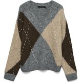 Vero Moda - Vmbliss Ls V-neck Handstitch Pullov - Gemêleerde Trui - Medium Grey Mel