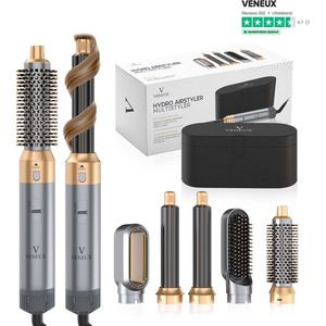 VENEUX® 5 in 1 Föhnborstel - Airstyler - Krulborstel - Multistyler - Diffuser Föhn - Grijs Goud