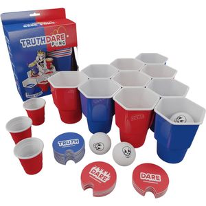 TruthDarePong - Drankspel - Truth or dare - spelletjes voor volwassenen - do or drink - fear pong - beer pong - bier pong spel - red cups – shots cups inbegrepen