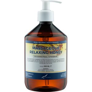 Massageolie Relaxing Honey 500 ml met witte pomp - 100% natuurlijk - biologisch en koud geperst