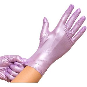 Volle Doos Lila 10 x 100st Comforties Soft nitril Glamour Handschoen Maat: M Comforties -Lila - Nitril handschoen voor tatoeage / tattoo / piercing PMU enzv