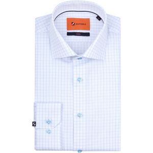 Suitable Dobby Overhemd Ruit Lichtblauw - Maat 38 - Heren - Overhemden Formeel