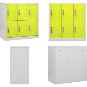 vidaXL Lockerkast 90x45x92-5 cm staal lichtgrijs en groen - Lockerkast - Lockerkasten - Locker Kast - Locker Kasten