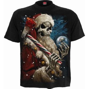 Spiral - Candy Cane Santa - T-shirt - Zwart