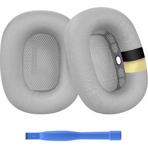 Vervangende Oorkussens voor AirPods Max Hoofdtelefoon van MMOBIEL – Premium - Mesh Fabric Koptelefoon Oorkussens met Siliconen Laag – Noise Isolation Hoofdtelefoon Earpads – Zilver