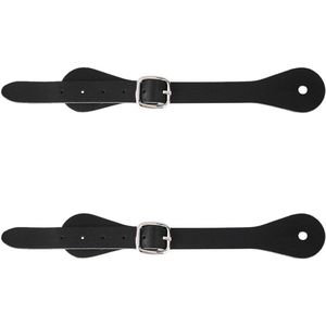 Eenvoudige spoorbanden van echt leer zwart - Verstelbaar voor cowboylaarzen - Set van 2 - Afneembare gesp - Enkelband schoenriem - Voor heren en dames ruiters - Hoge laarzen