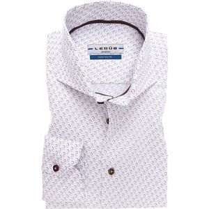 Ledub tailored fit overhemd - donkerbruin - Strijkvriendelijk - Boordmaat: 45