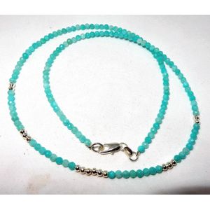 Natuurlijk Amazoniet collier wit verguld