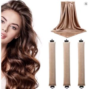 Bealive Brand - Heatless curls - 3 haar rollers - Inclusief Satijnen slaapmuts - Krullen zonder hitten - Blowout effect