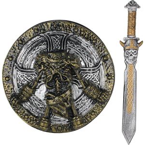 FUNIDELIA Viking Zwaard en Schild voor mannen - Bruin