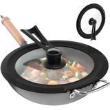 Navaris - Universele Deksel - Pannendeksel - Zwart - Van Geharde Glas, Siliconen en Bakeliet, Maat 26/28/30 cm