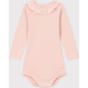 Petit Bateau Babybody met lange mouwen en kraagje van katoen Meisjes Rompertje - Roze - Maat 68