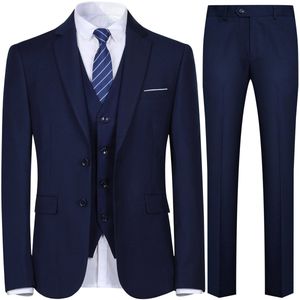 Allthemen Heren Effen Tweeknoops Driedelig Pak - Zakelijk - S