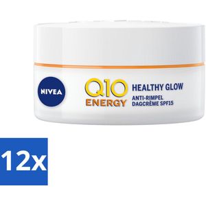 NIVEA - Q10 Energie Dagcrème - Anti-Rimpel Crème - Normale & vermoeide huid - SPF 15 - Met Vitamine C & Q10 - 50 ml - Voordeelverpakking - 12 stuks