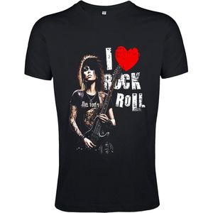 T-Shirt 1-146 I Love Rock&Roll - Zwart, 4xL