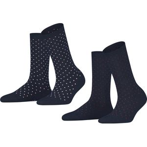 ESPRIT - Fine Dot - Dames Sokken - Blauw - 2-Pack - Duurzaam Organisch Katoen