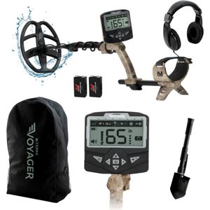 Minelab X-TERRA VOYAGER TACTICAL Metaaldetector voor kinderen en beginners- super compact - eenvoudige bediening - waterdichte zoekschijf - 1 jaar garantie- gratis detectortas- gratis hoofdtelefoon - gratis schep.