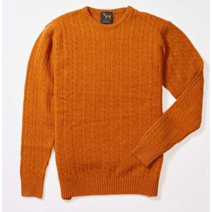 Osborne Knitwear Trui met dunne kabels en ronde hals - Lamswol - Oxide - 2XL