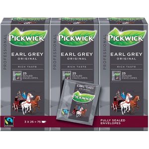 Pickwick Thee earl grey professioneel 25 zakjes à 2 gr per doosje, doos 4X3 doosjes