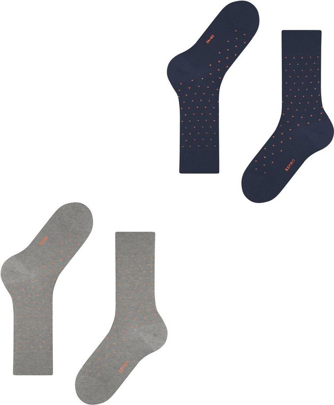 Esprit Fine Dot 2-Pack gedessineerd katoen multipack sokken heren veelkleurig - maat 39-42