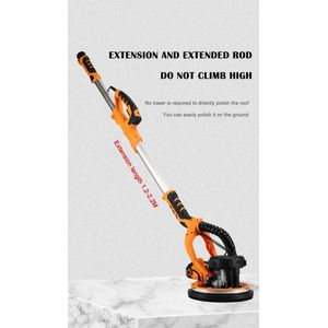 DeXem - gips schuurmachine met afzuiging - schuurmachine met steel - 1390W 9-Inch Elektrische Gipsplaten Schuurmachine 225Mm 6-Speed Verstelbare Wandschuurmachine - Stofvrije Zelfaanzuigende Schuurmachine Met Lange Staaf
