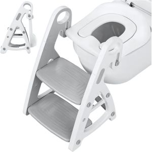 Wc verkleiner met trapje - 2 in 1 Voor peuters en kleuters - Toiletverkleiner - Opvouwbaar - Grijs