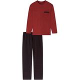 Schiesser Heren pyjama lange nachtkleding set pyjamaset, donkerrood 180262, 25