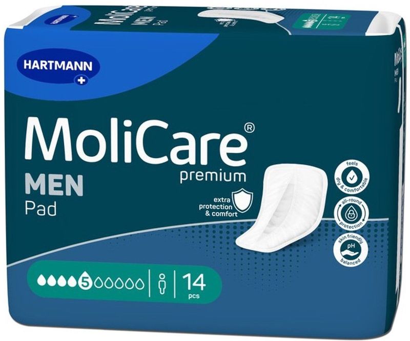 MoliCare - Mannen Pad 5 Druppels - Incontinentie Pads - 168 Stuks - V-vormig Ontwerp