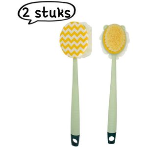 2-delige badborstel - dubbelzijdige bad- en rugscrubborstel - (badspray + badhanddoekborstel) + (badspray + borstel met haren) - Groen