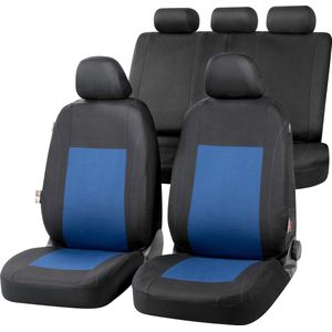 CarComfort Autostoelhoes Sandray complete set - universele autostoelhoezen blauw-zwart - stoelhoezen polyester