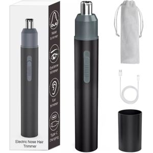 Neushaartrimmer 2 in 1 – Oplaadbaar – Dubbelzijdig mes – Oor trimmer – Wenkbrauw Trimmer – Mannen – Neushaar trimmer – Zwart