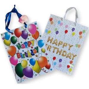4 Luxe Cadeautasjes Happy birthday | A4 formaat 26x32 cm | Papieren cadeautasjes met Full-color bedrukking