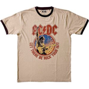 AC/DC - Let There Be Rock Tour '77 Heren T-shirt - L - Creme