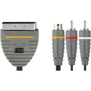 Bandridge BVL6305 video kabel adapter 5 m SCART (21-pin) RCA + S-Video Zwart, Grijs