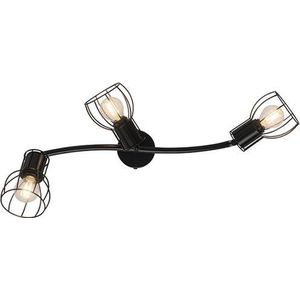 QAZQA botu - Moderne Plafondlamp - 3 lichts - L 63 cm - Zwart - Woonkamer | Slaapkamer | Keuken