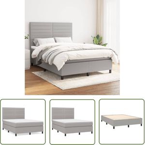 The Living Store Boxspring met matras stof lichtgrijs 140x200 cm - Boxspringbed - Boxspring - Slaapcomfort - Matras - Pocketed Spring Mattress