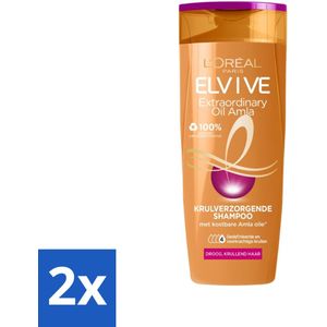 2 x L'Oréal Paris Elvive - Shampoo - Extraordinary Oil - Amla - Voor Droog, Krullend Haar - 250 ml - Shampoo Voor Droog Haar - Shampoo Voor Krullend Haar - Amla Olie - Haarverzorging - Krullen Definiëren