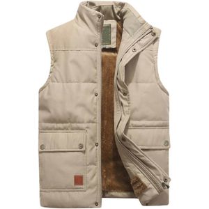 Heren Winter Fleece Gilet Dikker Warm Vest Met Hoge Kraag