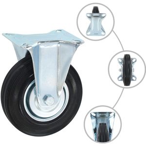 vidaXL Vaste Wielen - 125 mm - Set van 4 - Zwart Vaste Wielen - Rolwielen - Industrieel Design - Zwaar Belastbaar - Anti Kras